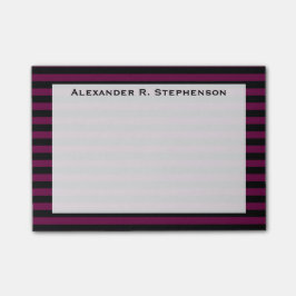 Monogram Tyrische paarse en zwarte streep Post-it® Notes