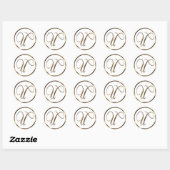 Monogram U Faux Bronze Ronde Sticker (Vel)