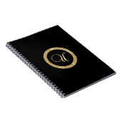 Monogram U, goud op middernacht zwart, Notitieboek (Rechterzijde)