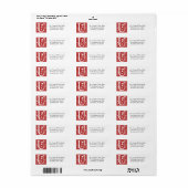 Monogram U Harten Rood Wit Weddenschap Kleuren Ter Etiket (Full Sheet)