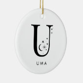Monogram U Hemelse Naam Keramisch Ornament (Rechts)