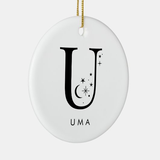 Monogram U Hemelse Naam Keramisch Ornament (Rechts)