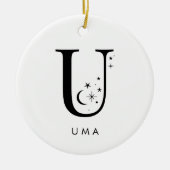 Monogram U Hemelse Naam Keramisch Ornament (Voorkant)