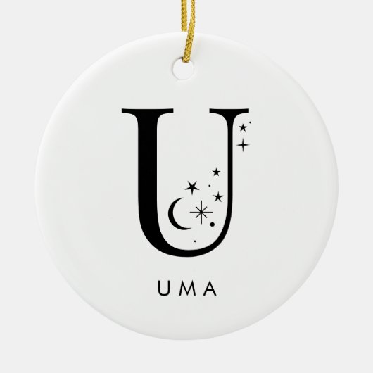 Monogram U Hemelse Naam Keramisch Ornament (Voorkant)
