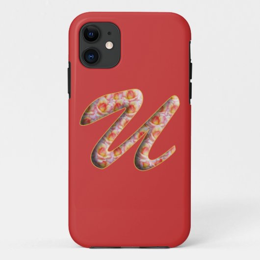 Monogram U in Rozen Patroon Iphone 5 Hoesje (Achterkant)