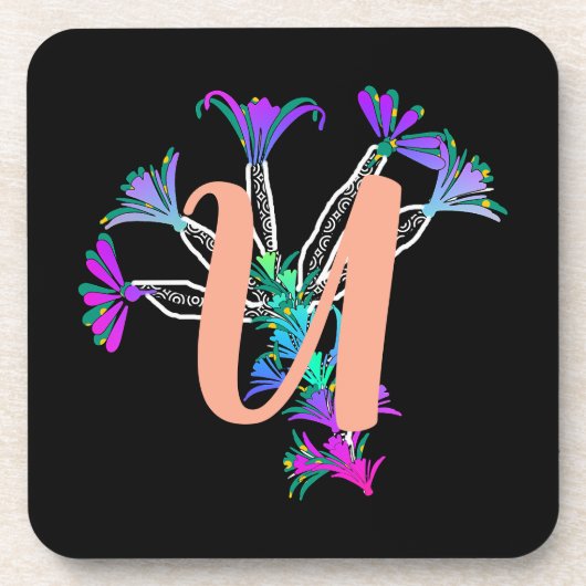 Monogram U Initiaal Drinkviltje Bier Onderzetter (Voorkant)