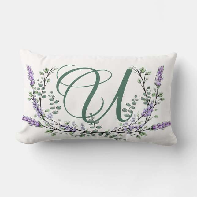 Monogram U Lavender Eucalyptus Kussen (Voorkant)