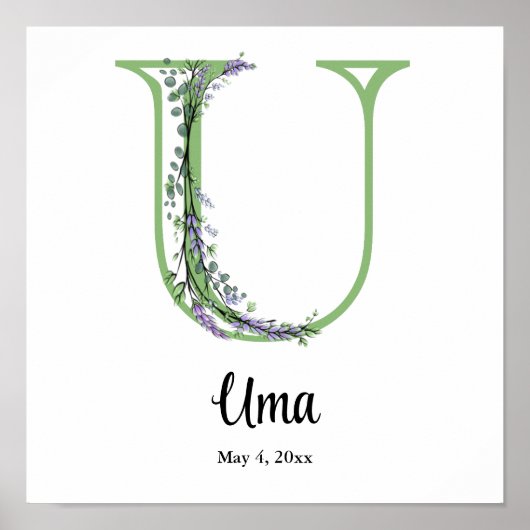 Monogram U Lavender Eucalyptus kweek Poster (Voorkant)