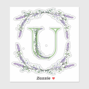 Monogram U Lavender Eucalyptus Sticker