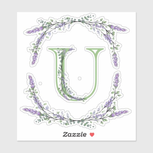 Monogram U Lavender Eucalyptus Sticker (Vel)