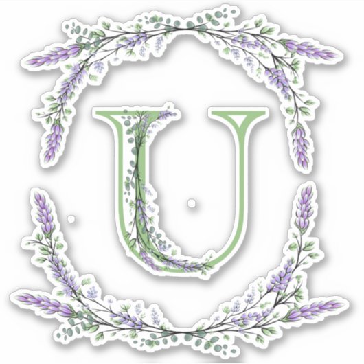 Monogram U Lavender Eucalyptus Sticker (Voorkant)