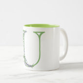 Monogram U Lavender Eucalyptus Tweekleurige Koffiemok (Voorkant rechts)