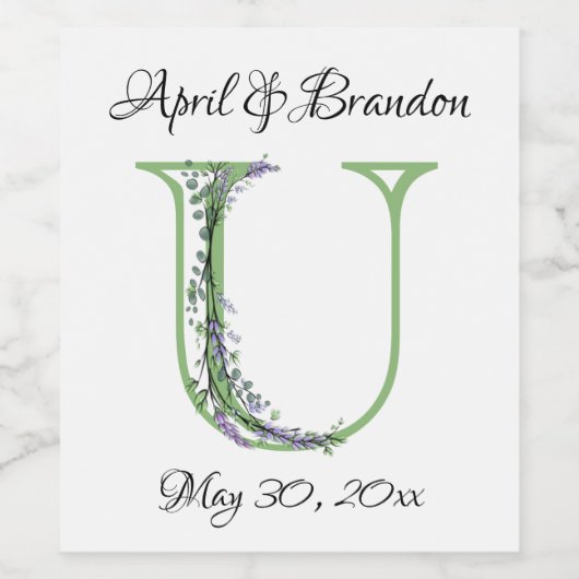 Monogram U Lavender Eucalyptus Wijn Etiket (Enkel label)