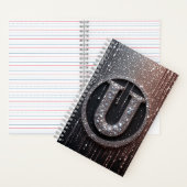 Monogram U Met Glitterende Druppels Notitieboek (Binnen)