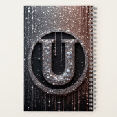 Monogram U Met Glitterende Druppels Notitieboek (Achterkant)