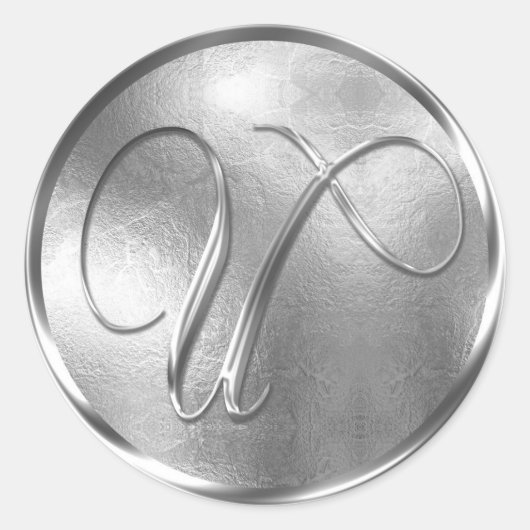 Monogram U NONMETALLIC Silver Envelope Seal Ronde Sticker (Voorkant)