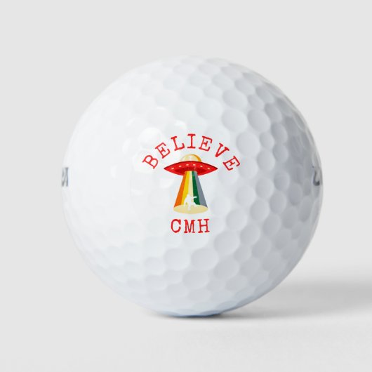 Monogram UFO Alien Bigfoot Ruimteschip Grappig Golfballen (Voorkant)