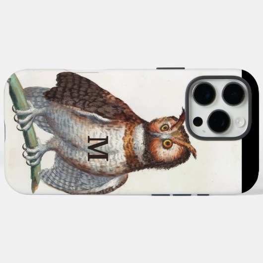 Monogram  uil gepersonaliseerd Case-Mate iPhone case (Achterkant (horizontaal))