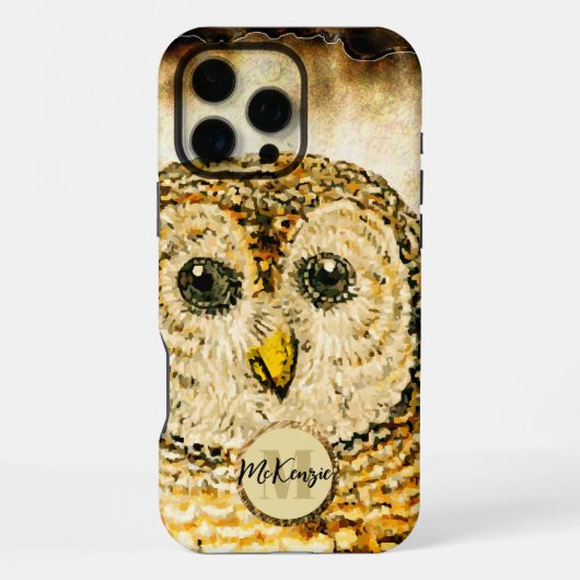 Monogram Uil Personaliseer  iPhone Hoesje (Achterkant)