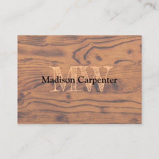 Monogram uit antieke roodbruine gebrande houten sc visitekaartje (Voorkant)