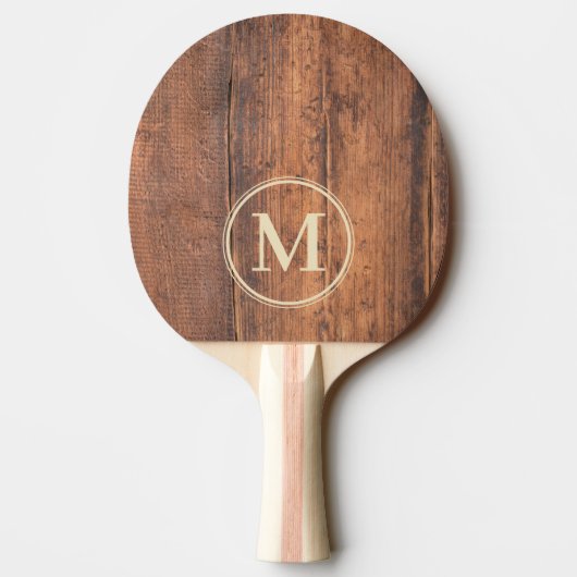 Monogram uit teruggewonnen hout tafeltennisbatje (Achterkant)