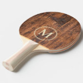 Monogram uit teruggewonnen hout tafeltennisbatje (Voorkant Gekanteld)