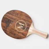 Monogram uit teruggewonnen hout tafeltennisbatje (Zijkant)