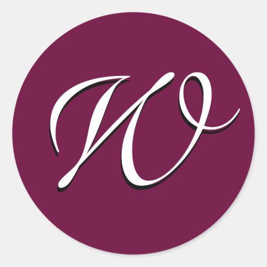 Monogram Uitnodiging Sticker _wine_W (Voorkant)