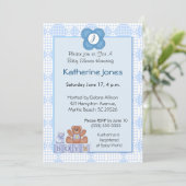 Monogram Uitnodiging voor jongens (Staand voorkant)