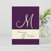 Monogram/Uitnodigingen/Pruim/Crème Kaart (Staand voorkant)