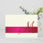 Monogram/Uitnodigingen/Pruim/Crème Kaart (Staand voorkant)