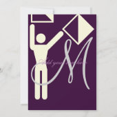 Monogram/Uitnodigingen/Pruim/Crème Kaart (Achterkant)