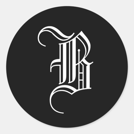 Monogram uitnodigingszegel "B" Oude Engelse stijl Ronde Sticker (Voorkant)