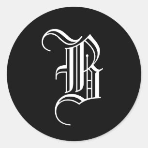 Monogram uitnodigingszegel "B" Oude Engelse stijl Ronde Sticker