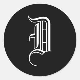 Monogram uitnodigingszegel "D" Oude Engelse stijl Ronde Sticker