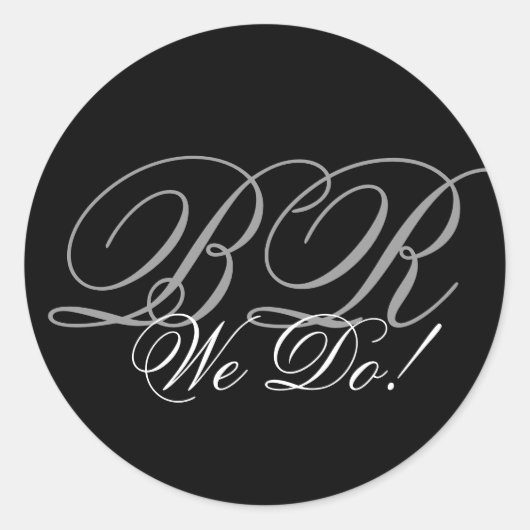 Monogram uitnodigingszegel dat doen we! ronde sticker (Voorkant)