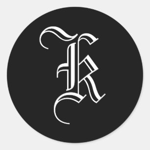 Monogram uitnodigingszegel "K" Oude Engelse stijl Ronde Sticker
