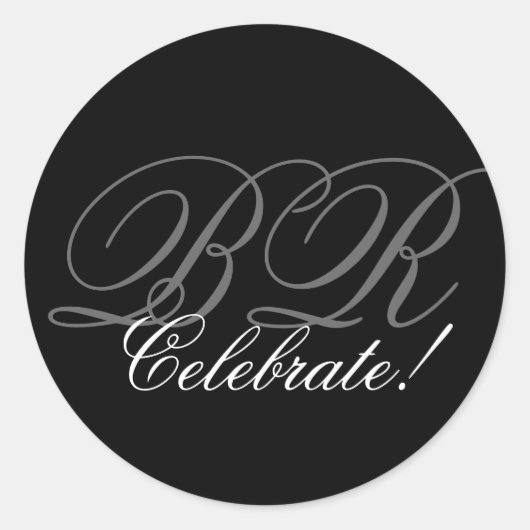 Monogram uitnodigingszegel _ Vier! Ronde Sticker (Voorkant)