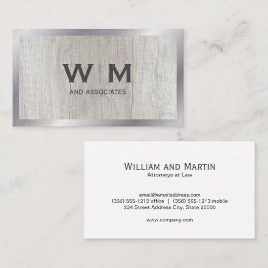 Monogram | uitvoerend | houtnerf visitekaartje (Voorkant / Achterkant)