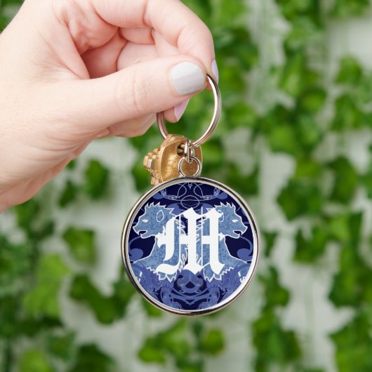 Monogram Uitwerking Leeuwen met Swirls Sleutelhanger (Hand)