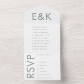 Monogram Ultra Modern Bold Big Sage Green Wedding All In One Uitnodiging (Binnen)