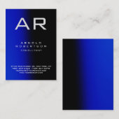 Monogram Uniek Blauw Zwart Visitekaartje (Voorkant / Achterkant)