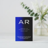 Monogram Uniek Blauw Zwart Visitekaartje (Staand voorkant)