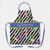 Monogram uniek snoep levendige kleuren Blauw Schort (Voorkant)