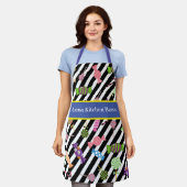 Monogram uniek snoep levendige kleuren Blauw Schort (Gedragen)