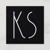 Monogram Unieke minimale typografie Zwart papier Vierkante Visitekaartje (Voorkant)