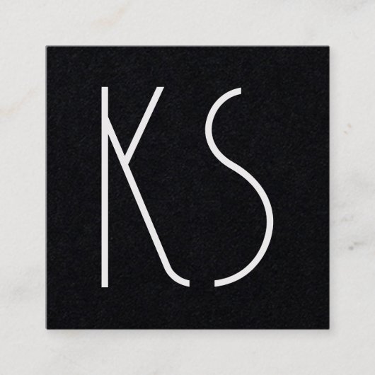 Monogram Unieke minimale typografie Zwart papier Vierkante Visitekaartje (Voorkant)