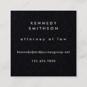 Monogram Unieke minimale typografie Zwart papier Vierkante Visitekaartje (Achterkant)