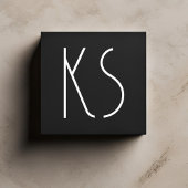 Monogram Unieke minimale typografie Zwart papier Vierkante Visitekaartje