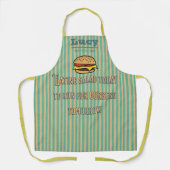Monogram unieke retro Burger Humoristische strepen Schort (Voorkant)